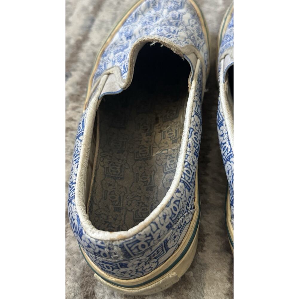 CHANEL slip-on UNIQUE sneakers blue floral Logo print size 39 Distressed - Picture 11 of 14